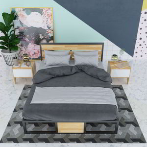 โครงเตียงไม้ดีไซน์อินดัสเทรียลแบบสองชั้นพร้อมแผ่นไม้เนื้อแข็ง - Product Image 2