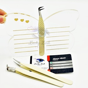 ชุดแหนบต่อขนตาสำหรับต่อขนตาเพิ่มวอลลุ่มเส้นใยสีขาวเครื่องมือสเตนเลสแบบอะคริลิคที่แตกต่างกัน - Product Image 1