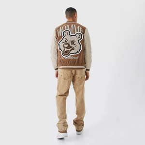 Chaqueta universitaria hecha a medida Letterman Bomber Jacket chaquetas de béisbol informales de Invierno 1 pieza ropa de invierno para hombres Stand impreso - Product Image 3