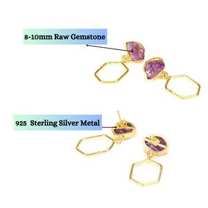 Boucles d'oreilles pendantes faites à la main en cristal de tourmaline noire brute naturelle Protection en argent sterling 925 bijoux en pierres précieuses uniques - Product Image 5