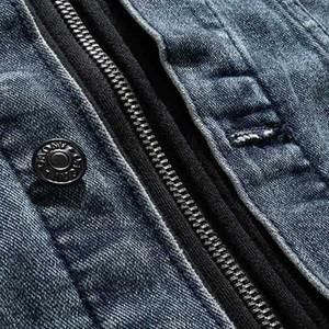 Vêtements pour hommes Vintage Biker Casual Denim Jackets Hooded Fashion Hoodie Streetwear Denim Coats for Male Patchwork - Product Image 5