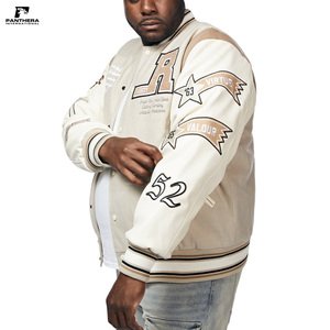 แจ็กเก็ตเลตเตอร์แมนสำหรับผู้ชายเสื้อแจ็กเก็ตสตรีทแวร์ฤดูหนาวสีพื้น - Product Image 2