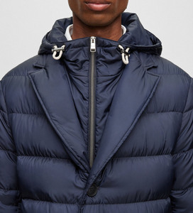 Chaqueta acolchada larga de poliéster 100% OEM/ODM para hombre, logotipo bordado personalizado, cremallera completa, chaqueta de invierno con capucha y acolchado grueso para hombre - Product Image 3