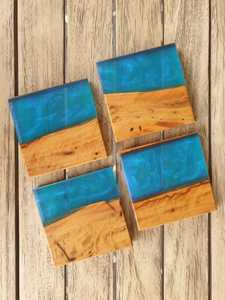 Dessous de verre en résine en bois personnalisé de style classique fait à la main de haute qualité carré et rond Design unique Taille personnalisée - Product Image 3