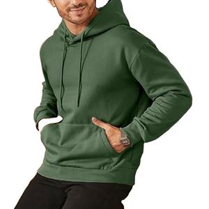 Nueva llegada de los hombres 100% algodón pulóver sudaderas con capucha Color sólido personalizable tamaño y logotipo OEM servicio básico algodón mezclado sudaderas con capucha - Product Image 5