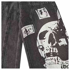Pantalones vaqueros personalizados de moda urbana, estilo hip hop, de tiro bajo, holgados, para hombre, de mezclilla lavada. - Product Image 2