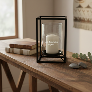 Lanterne Hurricane Moderne en Fer Forgé Noir avec Cadre Carré, Porte-Bougie, Centre de Table pour la Maison et les Mariages, Lanterne/Jarre à Bougie Tealight - Product Image 6