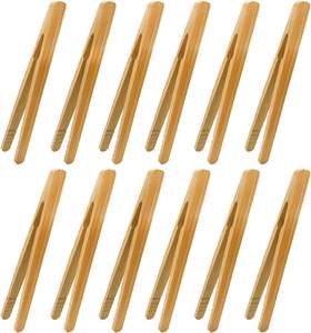 12pcs Bamboo <b>Tongs</b>, 7 Inch Reusable Bamboo <b>Toast</b> <b>Tongs</b> for <b>Toast</b> Bread Pickles Fruits Tea - Product Image 6