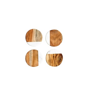 Home Tabletop Drink Ware Wood Resin Coasters Classic Style Top Quality <b>Marble</b> Wooden Coaster for Bar Home Restaurant Table Use - Product Image 2