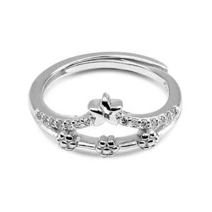 Anillo Zarkan de Plata Pura 925 con Baño de Rodio, Diseño Floral de Estrella y Corona, Estilo Hip Hop, Patrón Animal, Engaste Invisible - Product Image 1