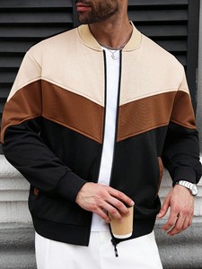 Blouson Bomber Unisexe Vintage Personnalisé à Fermeture Éclair, Col Montant, Bouton Unique, Hiver, Couleur Unie, Broderie Avant Épaisse - Product Image 3