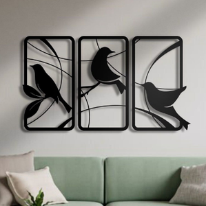 Arte de pared de Metal altamente duradero, adornos de Metal de hierro Rectangular para el hogar, pájaro volador, diseño creativo, colgante de pared para sala de estar - Product Image 1