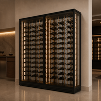 Vitrine à vin en verre noir sur mesure avec éclairage LED et casiers à bouteilles pour la maison, l'hôtel, le restaurant, le bar