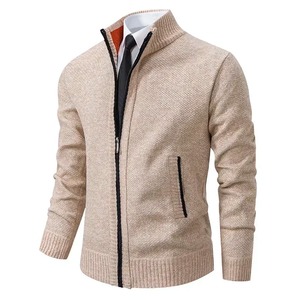 2024 automne et hiver New Jersey hommes décontracté sport manteau couleur unie col montant pull polaire chaud fermeture éclair - Product Image 2