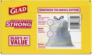 Bolsas de Cocina Altas con Cordón Glad 78526, 24 x 27 3/8, 13 galones, 0.95 mil, Blancas, 100 por Caja - Product Image 2