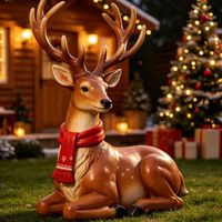 Statue de cerf abstraite grandeur nature personnalisée pour une utilisation en intérieur/extérieur. Fabriqué en fibre de verre. Convient pour la décoration de fête de Noël.