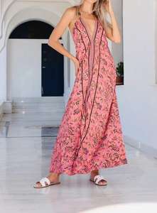 Vestidos de Mujer en Oferta, Estampado Paisley, Tirantes Ajustables, Espalda Descubierta, Tirantes Dobles en la Espalda, Talla Única, Decoración con Botones, ODM - Product Image 2