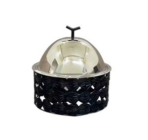 Chauffe-plats moderne fait à la main avec finition en émail argenté martelé Design de haute qualité pour la maison, les hôtels et les restaurants - Product Image 3