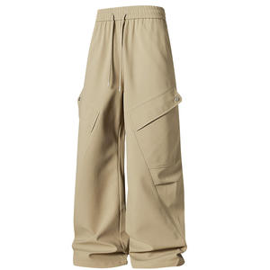 Pantalones Deportivos de Algodón 100% para Hombre, Cintura Media, Estilo Urbano, Felpa, Logotipo Bordado, Casuales, Holgados, Cintura Elástica, Bolsillo Lateral - Product Image 2