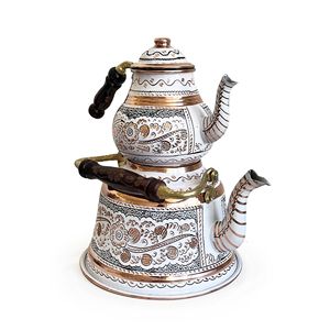 Shark Anatolia Erzincan Handcrafted Copper Middle Eastern Style 10-Person 1000ml Eco-Friendly Coffee & <b>Tea</b> Set - Product Image 1