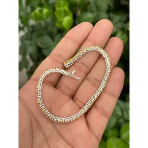 Natural Yellow Sapphire Oval Cut 10 Carat Rhodium Plated Fashion Tennis <b>Bracelet</b> <b>925</b> Sterling <b>Silver</b> Handmade Fine Gemstone - Product Image 4