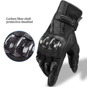 Leather Motorcycle <b>Gloves</b> for Men Carbon Fiber <b>Knuckle</b> Protection Touchscreen with Hard <b>Knuckle</b> Perforated Breathable for winter - Product Image 1