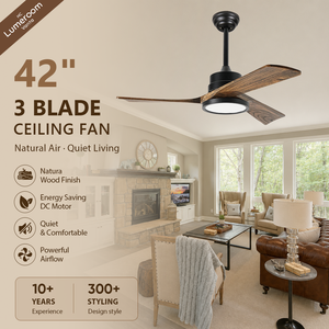 42 Inch 3 Blade <b>Ceiling</b> Fan with <b>Light</b> and <b>Remote</b>, Modern Farmhouse Wood <b>Ceiling</b> Fan for Living Room Bedroom - Product Image 1