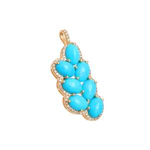 925 argent Sterling 14K plaqué or Turquoise pendentif Zircon Halo décembre pierre de naissance élégant bijoux cadeau pour les femmes - Product Image 3