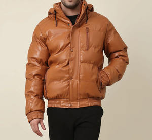 High Quality Shinny Waterproof Fleece Eco-Friendly Winter Jacket Unisex Zipper Bubble Puffer Hooded Front Logo Custom Wholesale - Product Image 4