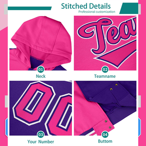 Custom <b>Pink</b> Light <b>Pink</b> Color Block Zip Up Hoodie Personalized Sweatshirt Team Name Number Logo Athletic Sportswear School Cheer - Product Image 4