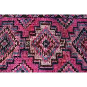 Tapis de couloir vintage 2,9 x 11,2 pieds, tapis turc à carreaux roses - Product Image 5