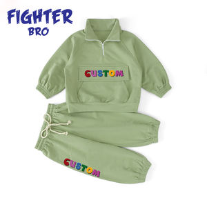 Conjuntos de chándal de pantalón corto con cordón de verano 100% algodón personalizado para niños y niñas ropa informal bordada para niños - Product Image 1