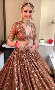 Vêtements ethniques indiens renard Georgette avec séquence broderie Design travail et filet Dupatta avec broderie travail Dupatta pour femmes - Product Image 4