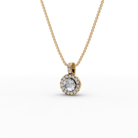 Collier DLV Jewelry avec pendentif solitaire rond en diamant de laboratoire romantique, cadeau d'anniversaire pour elle - Halo