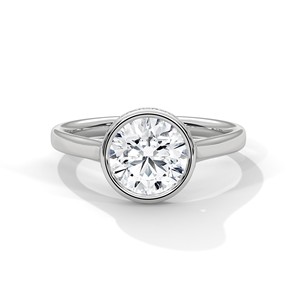 Anillo Solitario con Moissanita de Corte Brillante Redondo de 2.0ct, Engaste de Bisel con Halo Oculto, Plata de Ley 925 - Product Image 3