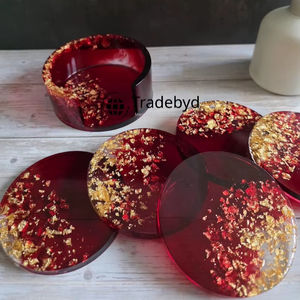 ที่รองแก้วเรซิ่นทันสมัย คุณภาพพรีเมียม หรูหรา รูปทรงสี่เหลี่ยม ผลิตด้วยมือ อุปกรณ์เสริมเครื่องดื่ม Tradebyd - Product Image 1