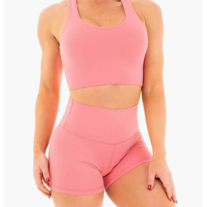 Service OEM : Ensemble décontracté 2 pièces pour femme, composé d'un débardeur court moulant et d'un short, avec logo personnalisé - Product Image 6