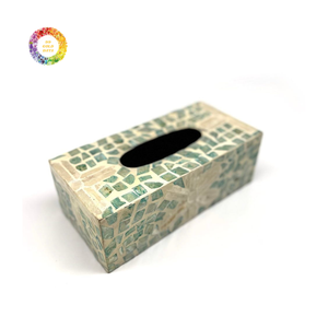 Boîte à mouchoirs en bois faite à la main avec incrustation de nacre, vente en gros de boîtes à mouchoirs en bois de forme carrée et rectangulaire, motif floral - Product Image 2