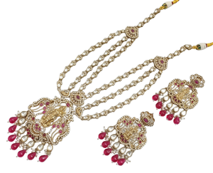 Most Trendy Women <b>Jewellery</b> For Indian Wedding Function CZ Stone Studded With <b>Antique</b> <b>Gold</b> Plated Long Necklace And Earrings Set - Product Image 1