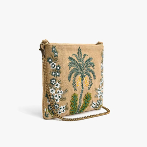 Bolso de Hombro Clásico de Algodón con Estampado Floral Serigrafiado y Cuentas Hechas a Mano para Mujer, Colorido, Diseño Artesanal para Fiestas de Verano - Product Image 1