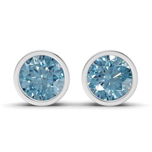 Boucles d'oreilles clous classiques polies avec diamants de laboratoire ronds, 1 carat total, couleur F-G, clarté VS, en or massif 14K, sécurisées pour un usage quotidien - Product Image 2