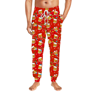Pantalones de chándal de Navidad con estampado Digital para hombre, cintura con cordón, pierna recta, sueltos, informales, diseño de tema navideño, pantalones de chándal para hombre - Product Image 1