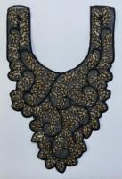 Colliers brodés sur mesure en dentelle miel pour femmes, avec sequins, à coudre, pour vêtements et créateurs de mode