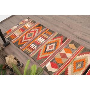 2.4x6.7 ft Kilim Vintage Rug, <b>Red</b> Animal Print Turkish Rug <b>Wool</b> - Product Image 5