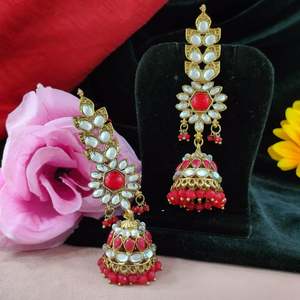 Leaf Kundan Jhumki La elegancia inspirada en la naturaleza y la artesanía tradicional complementa los trajes tradicionales y contemporáneos - Product Image 1