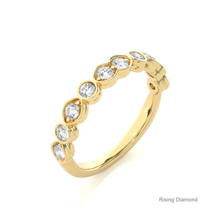 0,8 CTW corte redondo laboratorio cultivado oro amarillo boda banda media eternidad conjunto aniversario regalo anillos CVD diamante cortes - Product Image 3