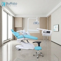 Fauteuil dentaire Buffalo avec moteur CC, bras d'équilibrage à ressort pneumatique, système de chauffage de l'eau et crachoir rotatif