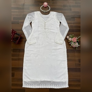 Exclusive designer foux georgette <b>kurti</b> with intricate thread work and micro cotton lining for premium ethnic style - Product Image 6