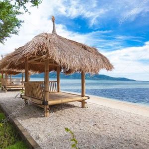 บ้านไม้ไผ่ทันสมัยพร้อมหลังคามุงเทรนด์รีสอร์ทสุดหรูสำหรับโรงแรมกลางแจ้งและชุดเฟอร์นิเจอร์บาร์บาร์ - Product Image 1