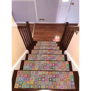 Tapis imprimé à motifs géométriques, moderne, antidérapant, lavable en machine, Gobelin - Product Image 3